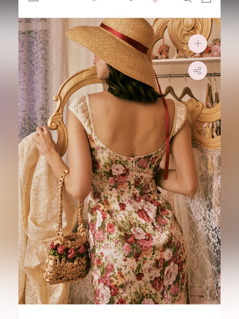 Lace made ISABELLA'S VINTAGE ROSE SLIP - Picture 2 of 9